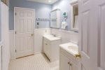 The two bedrooms upstairs share this roomy bathroom. Perfect.